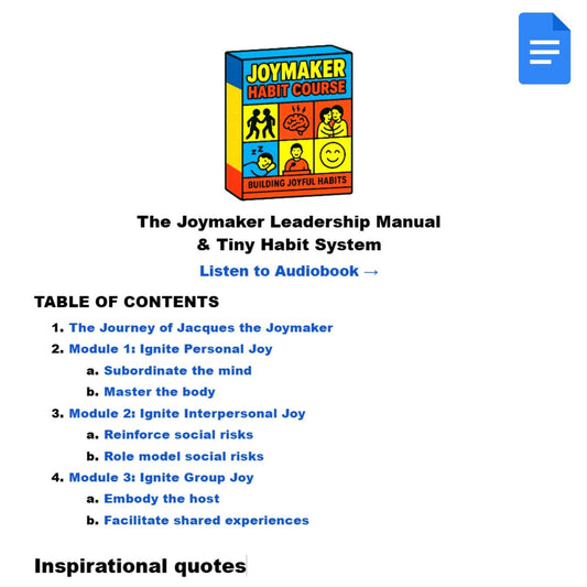 Joymaker Leadership Habits - Joymaker Prof